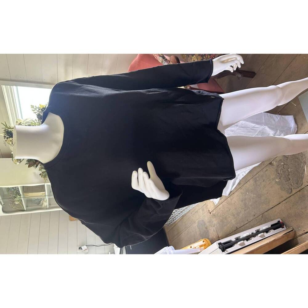 NEW ELLE GREY women's long sleeve jersey top in black